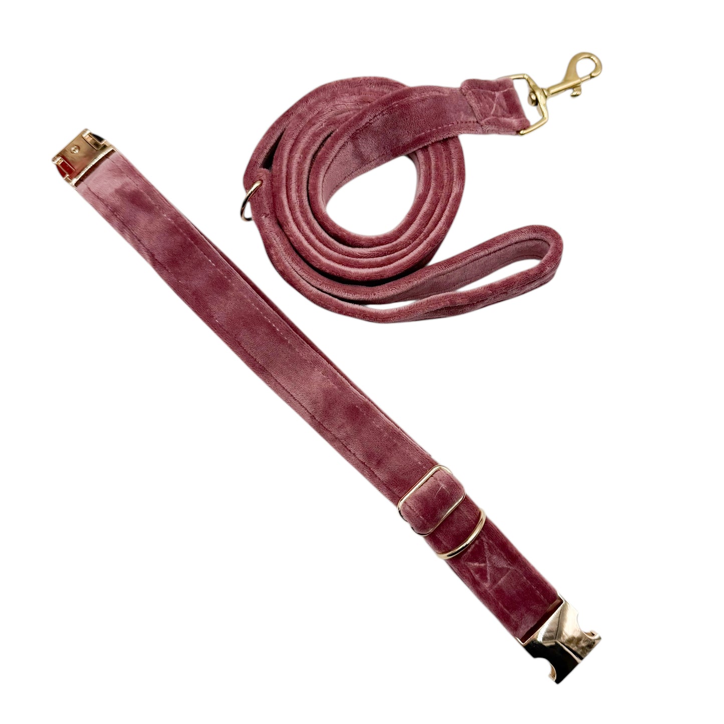 VELOUR ROSE - Collier & laisse