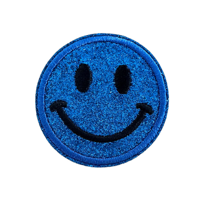 Smiley paillettes bleu roi - ÉCUSSON