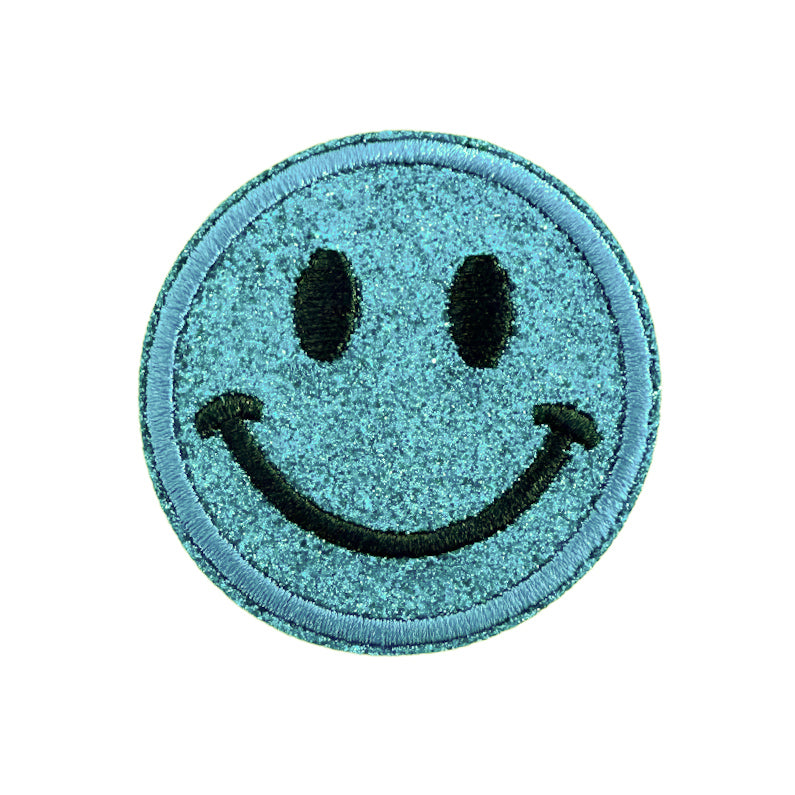 Smiley paillettes bleu ciel - ÉCUSSON