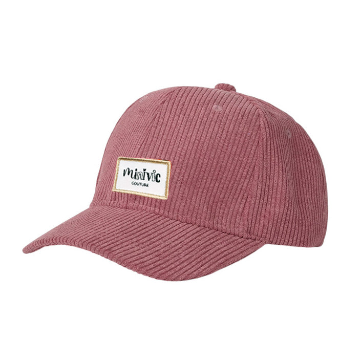 CASQUETTE - Velour côtelé Rose