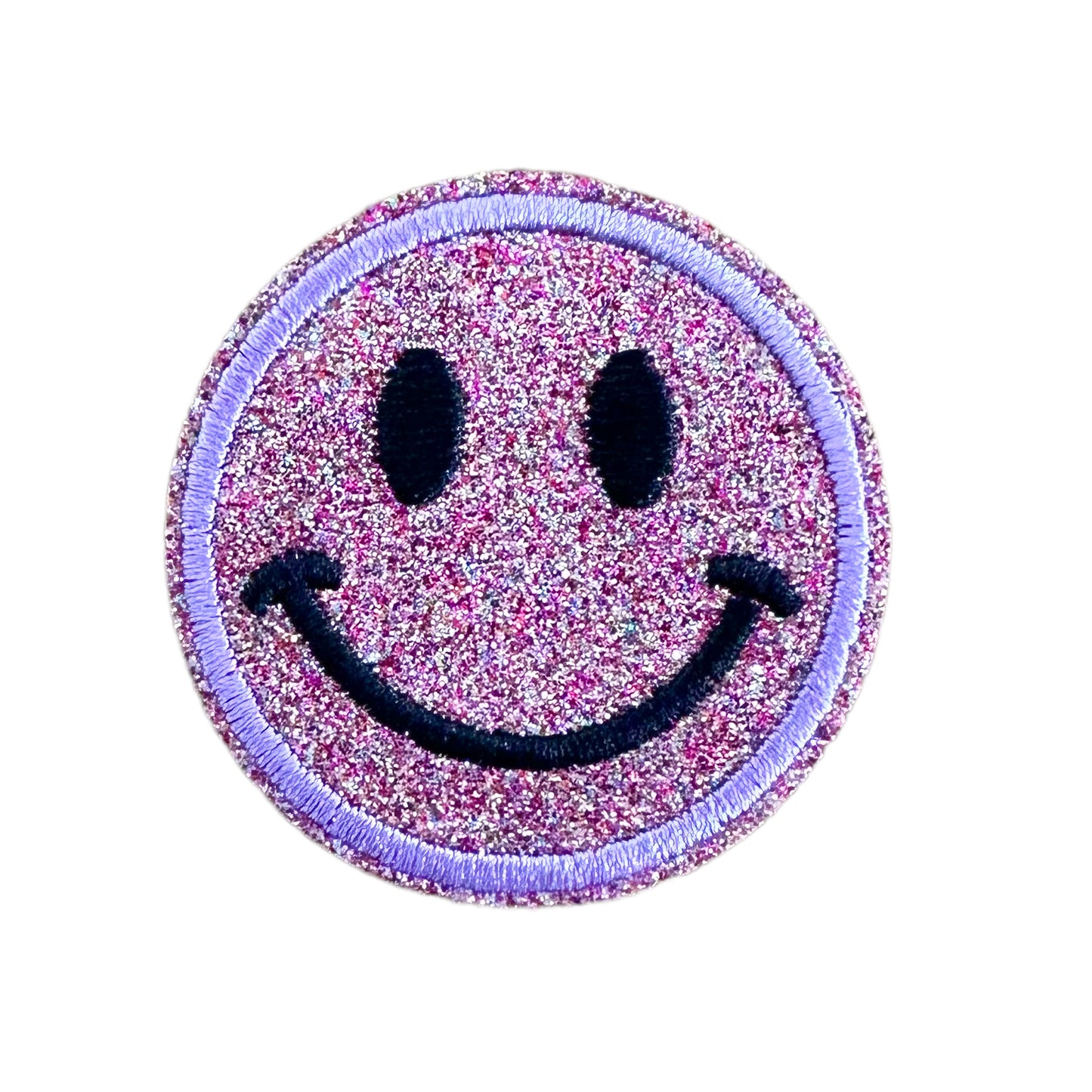 Smiley paillettes mauve - ÉCUSSON