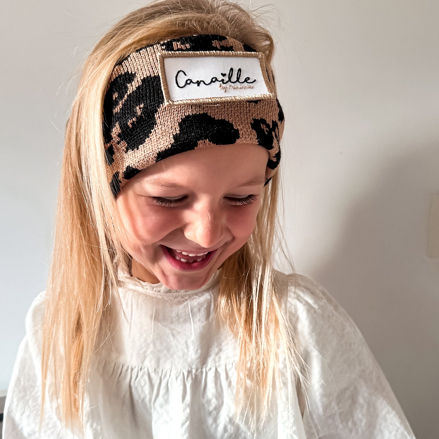 BANDEAU MAILLE LEOPARD - Camel