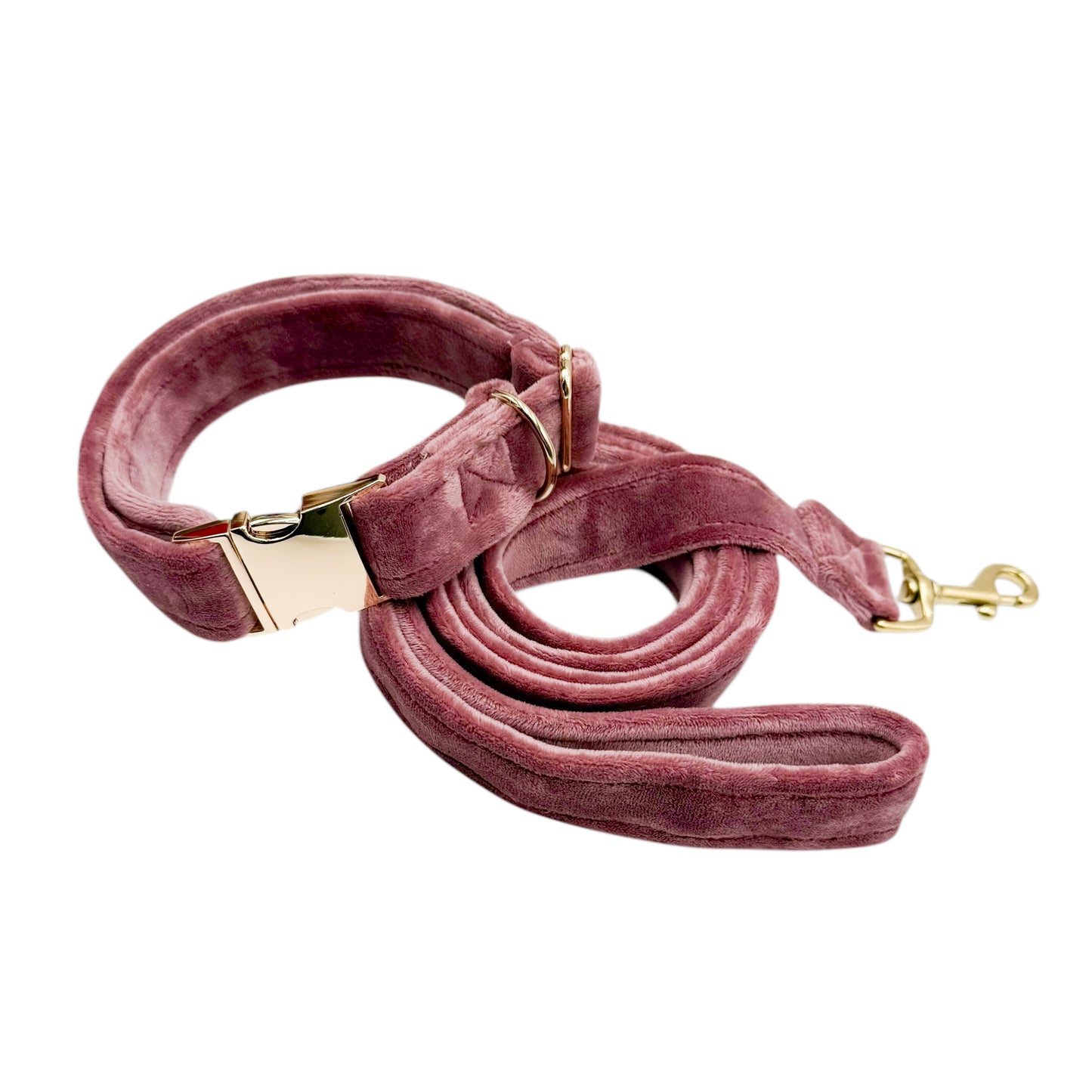 VELOUR ROSE - Collier & laisse