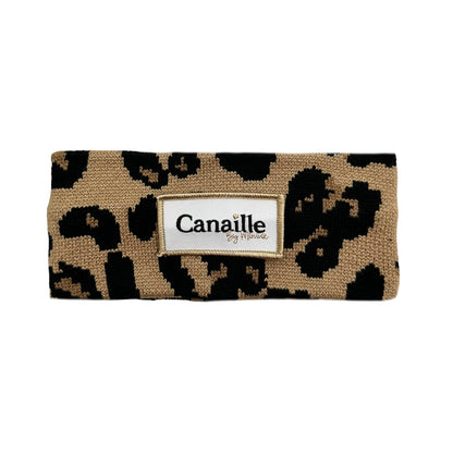 BANDEAU MAILLE LEOPARD - Camel