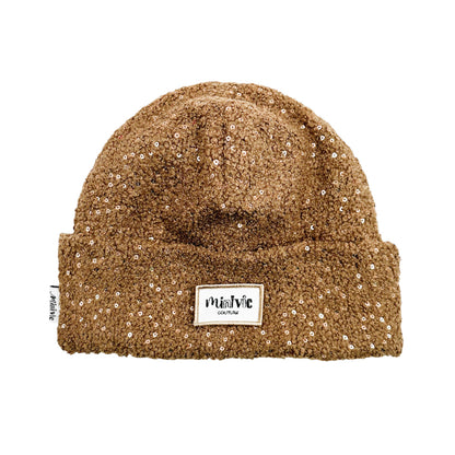 BOUCLETTE PAILLETTE CAMEL  - Bonnet avec bord