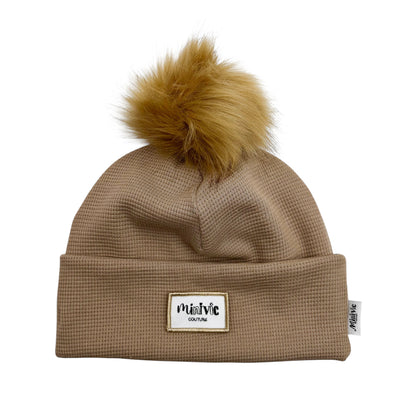 GAUFRE TAUPE  - Bonnet avec bord